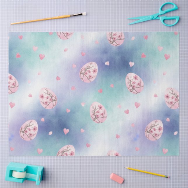 Papel De Seda Uma Série de Páscoa Azul e Rosa Design #3 (Arte )