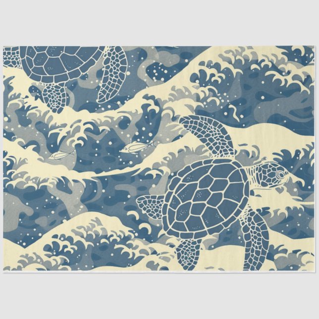 Papel De Seda Uma Série de Tartaruga Marinha Design 2 (Frente )