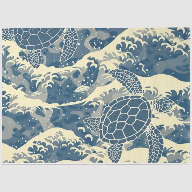 Papel De Seda Uma Série de Tartaruga Marinha Design 2 (Frente )