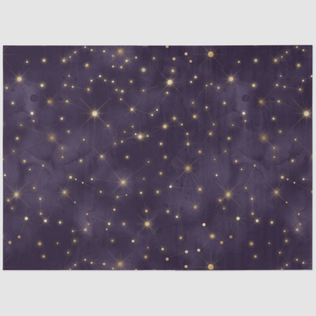 Papel De Seda Uma Série Purple Starry Night Design 4 (Frente )