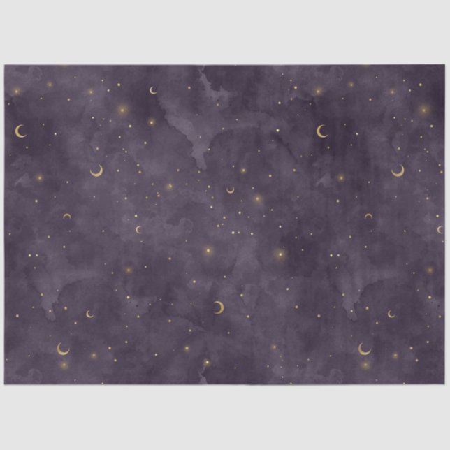 Papel De Seda Uma Série Purple Starry Night Design 9 (Frente )