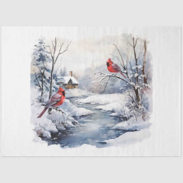 Papel De Seda Uma Série Winter Cardinal Design 5 (Frente )