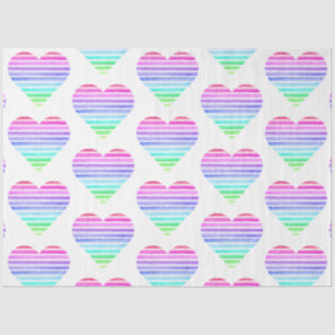 Papel De Seda Uma Vintage Rainbow Striped Heart Series Design 3