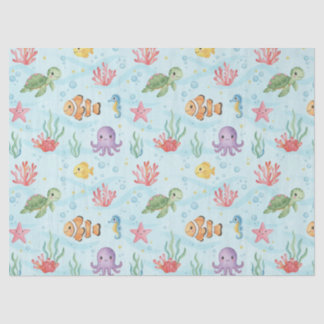 Papel De Seda Under the Sea Party Colourful Ocean Creatures