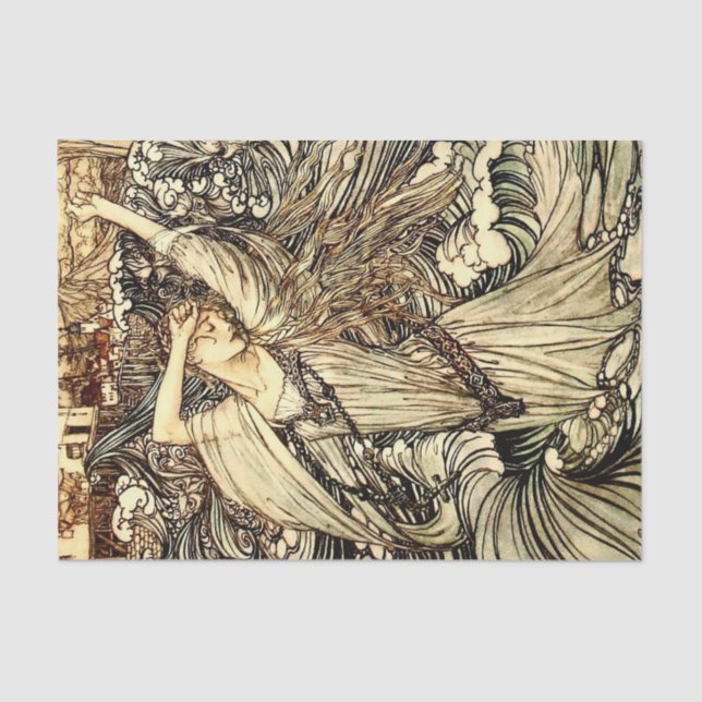 Papel De Seda "Undine in the Waves" por Arthur Rackham (Frente )