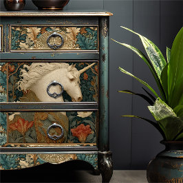 Papel De Seda Unicorn William Morris Style Botanical Art Nouveau