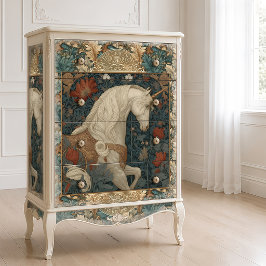 Papel De Seda Unicórnio Art Nouveau Botânico