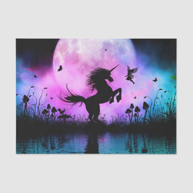 Papel De Seda Unicórnio com pequena fada (Frente )