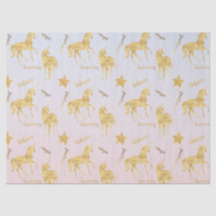 Papel De Seda Unicórnio Dourado mágico Ombre