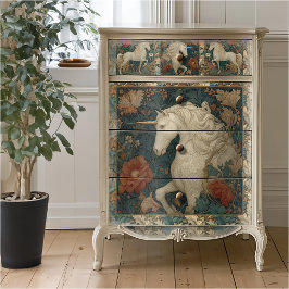 Papel De Seda Unicórnio em estilo botânico vintage de William Mo