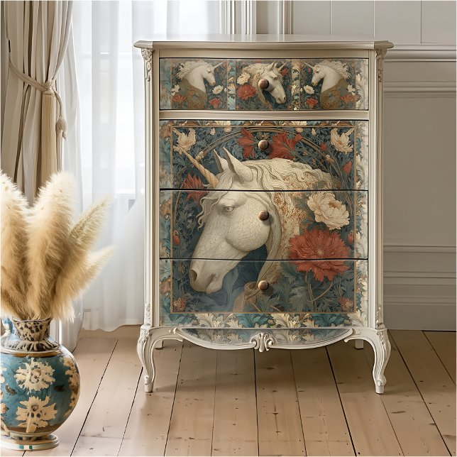 Papel De Seda Unicórnio Estilo Floral William Morris (Criador carregado)