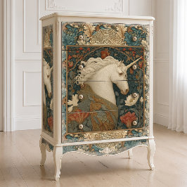 Papel De Seda Unicórnio Estilo William Morris Arte Nova Botânica