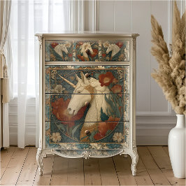 Papel De Seda Unicórnio Estilo William Morris Floral Jade Vintag