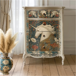Papel De Seda Unicórnio Floral Vintage no Estilo William Morris