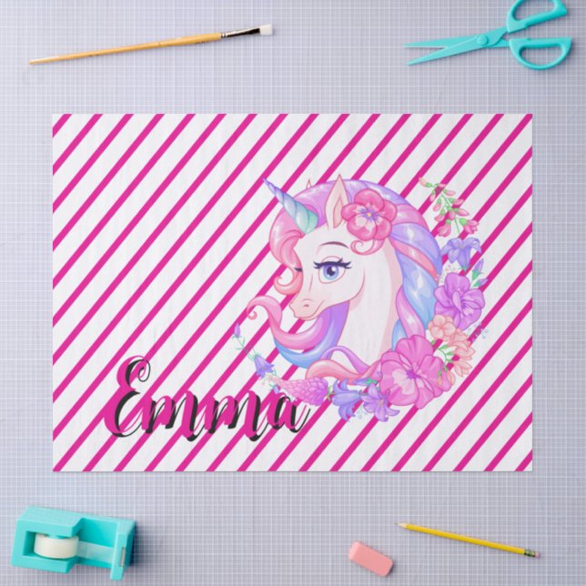 Papel De Seda unicórnio & personalize seu nome (Arte )