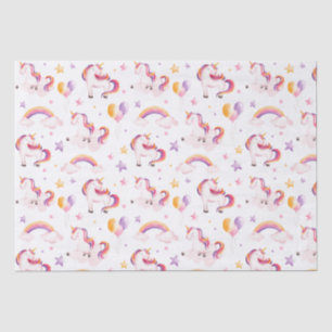 Papel De Seda Unicórnios e Arco-íris Aniversário de Meninas Aqua
