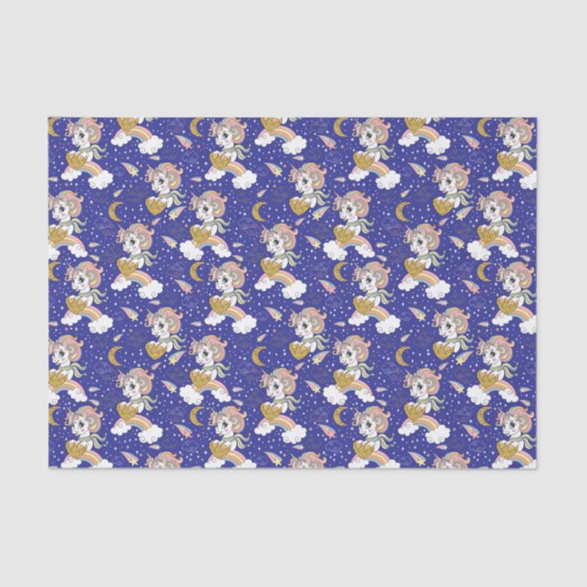 Papel De Seda Unicórnios E Rainbows (Frente )