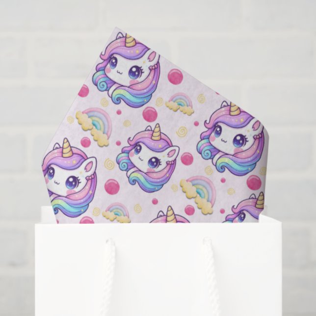 Papel De Seda Unicórnios Rosa Bonitos  (Sacola de presentes)
