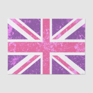 Papel De Seda Union Jack, roxo e rosa