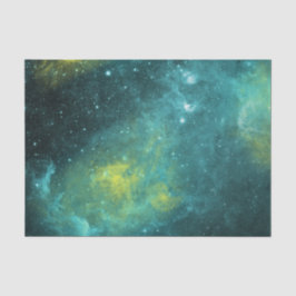 Papel De Seda Universo Nebulosa da Estrela Amarela Verde Espacia