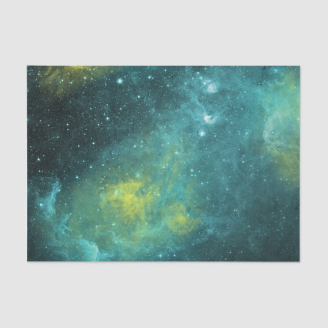 Papel De Seda Universo Nebulosa da Estrela Amarela Verde Espacia (Frente )