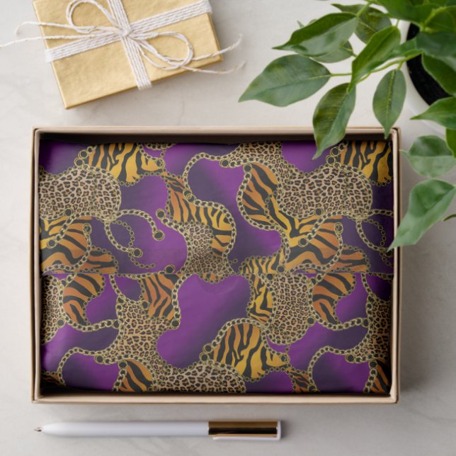 Papel De Seda Urban Baroque Gold Chains Animal Print (Presente)