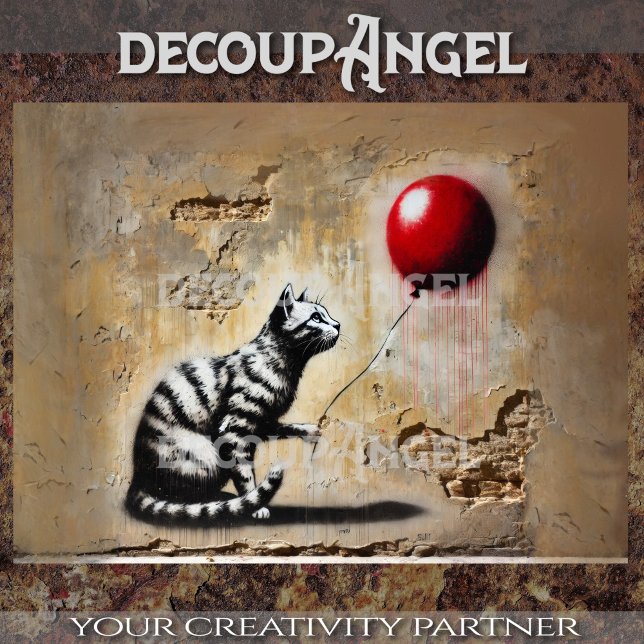 Papel De Seda Urbano Whimsy: O Gato Strike e o Balão Vermelho (Criador carregado)