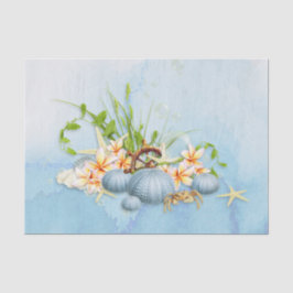 Papel De Seda Urchin do Mar Azul Costeiro Floral