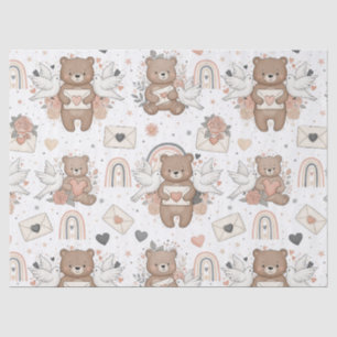 Papel De Seda Ursa de berçário Boho com Arco-íris -Terroso (2)