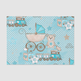 Papel De Seda URSINHO DE ÁGUA-BABY AZUL Aquarela CARROS BLOCOS