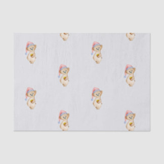 Papel De Seda ursinho de Natal engraçado num chapéu de Papai Noe