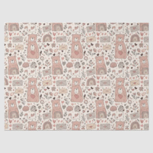 Papel De Seda Ursinhos de pelúcia em berçário Boho com Arco-íris