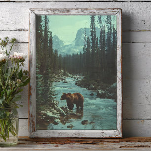 Papel De Seda Urso Antigo em um Córrego Decoupage