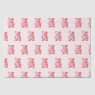 Papel De Seda Urso Cinzento Rosa-Cor-de-Água Personalizado
