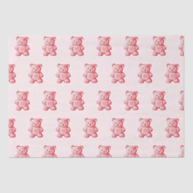 Papel De Seda Urso Cinzento Rosa-Cor-de-Água Personalizado (Frente )