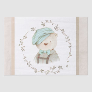Papel De Seda Urso Corajoso Brincadinho, Desenho Mão Simples Ad