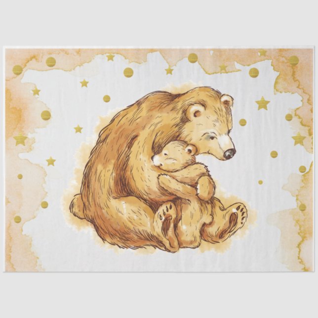 Papel De Seda Urso de Cores d'Água Elegante (Frente )