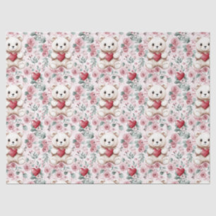 Papel De Seda Urso de dia de os namorados e Rosas com Corações V