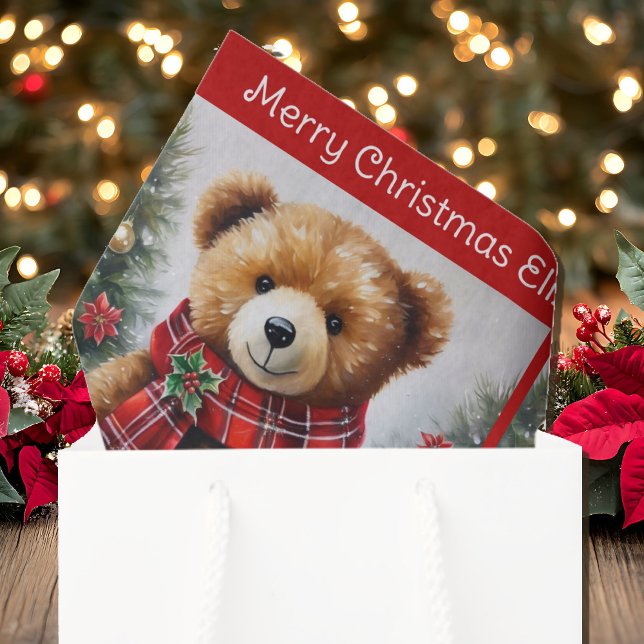 Papel De Seda Urso de Pelúcia Adicionar Nomes Natal Fofo (Criador carregado)