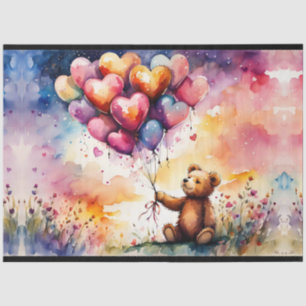 Papel De Seda Urso de pelúcia com balões em forma de coração