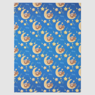 Papel De Seda Urso de Pelúcia Personalizado Lua Baby Shower