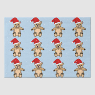 Papel De Seda Urso de Teddy Bonito com Natal Azul