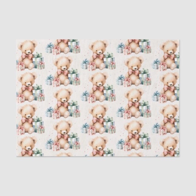 Papel De Seda Urso de Teddy Bonito com Padrão de Apresentação de (Frente )