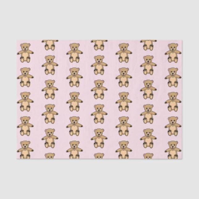 Papel De Seda Urso de Teddy Castanho-Gelado para Crianças Rosa (Frente )