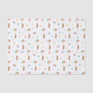 Papel De Seda Urso de Teddy e Balões - Presente de Bebê Bonito