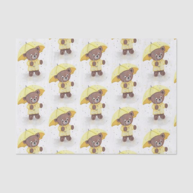 Papel De Seda Urso de Teddy na Chuva (Frente )