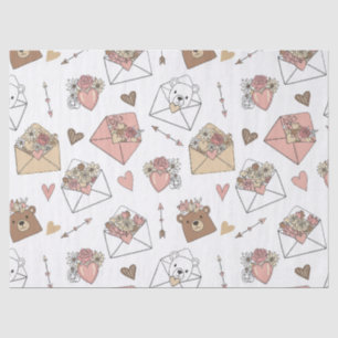 Papel De Seda Urso Fofo e Corações -- Berçário Pastel (5)