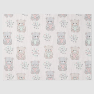 Papel De Seda Urso Fofo e Corações -- Berçário Pastel (8)