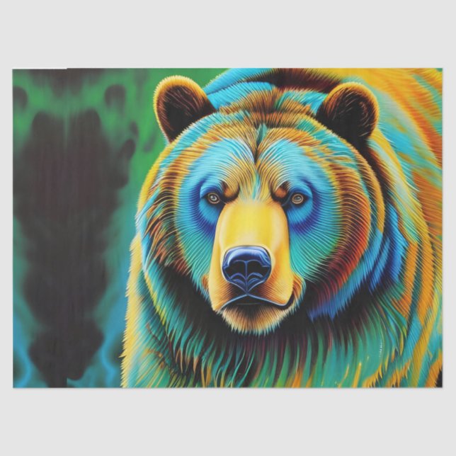 Papel De Seda Urso Grizzly Pintado (Frente )