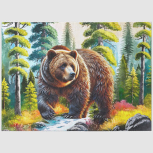 Papel De Seda Urso marrom da floresta fofa